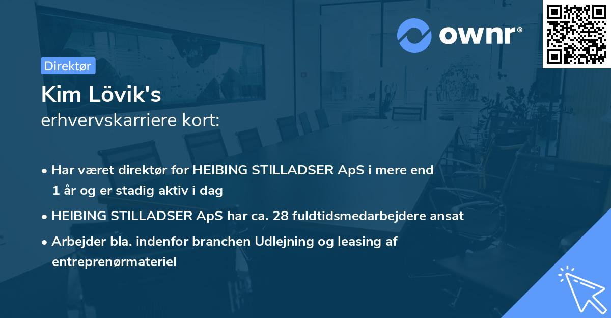 Kim Lövik's erhvervskarriere kort