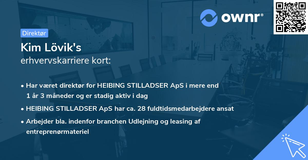Kim Lövik's erhvervskarriere kort