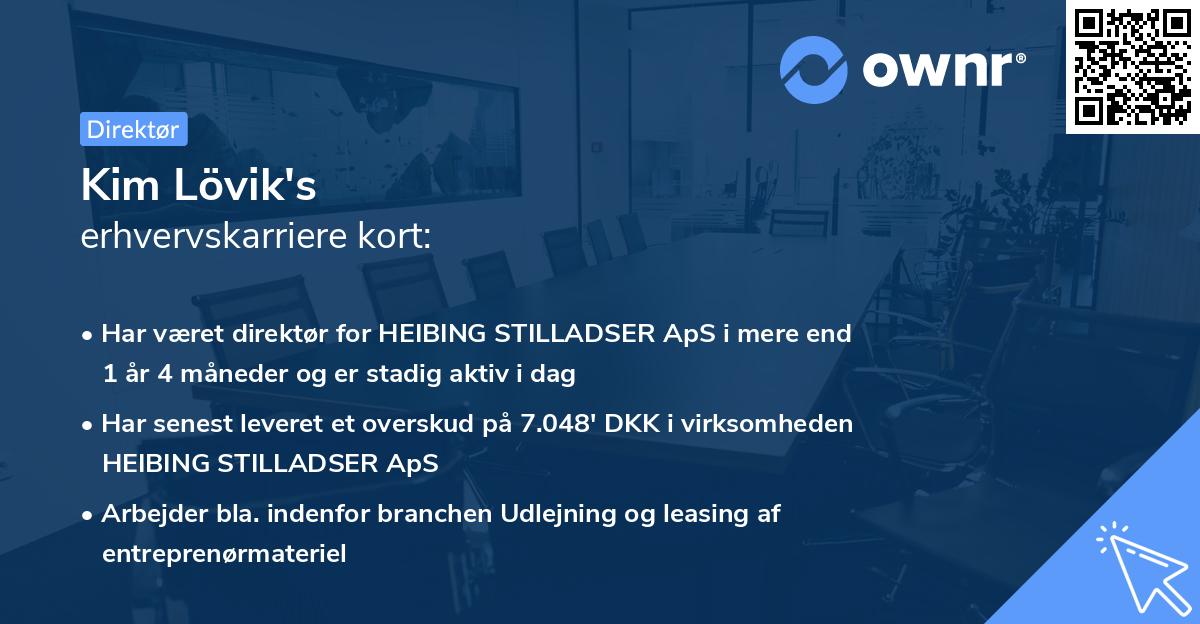 Kim Lövik's erhvervskarriere kort