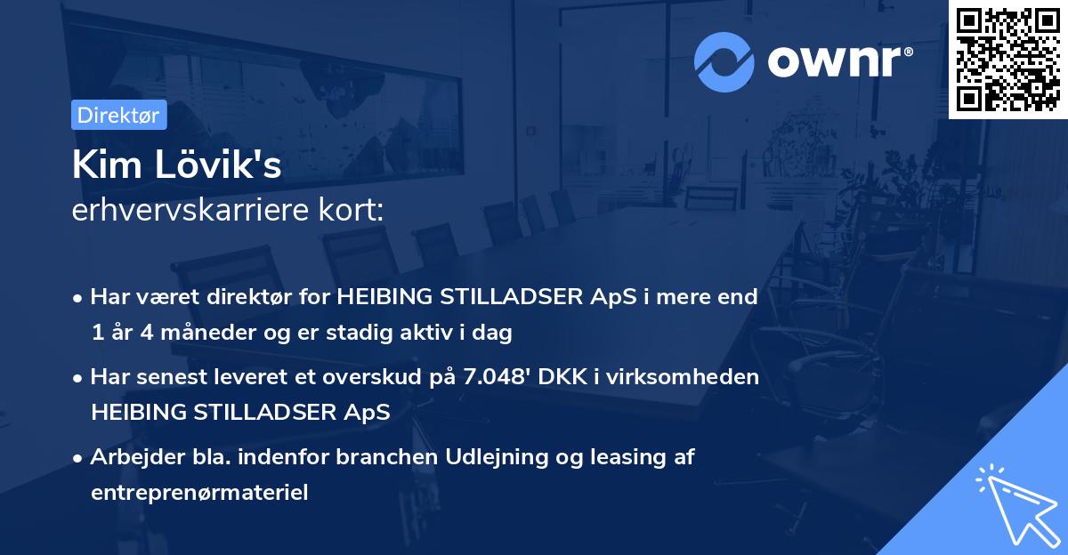 Kim Lövik's erhvervskarriere kort