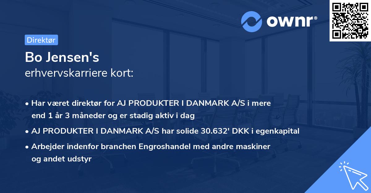 Bo Jensen's erhvervskarriere kort