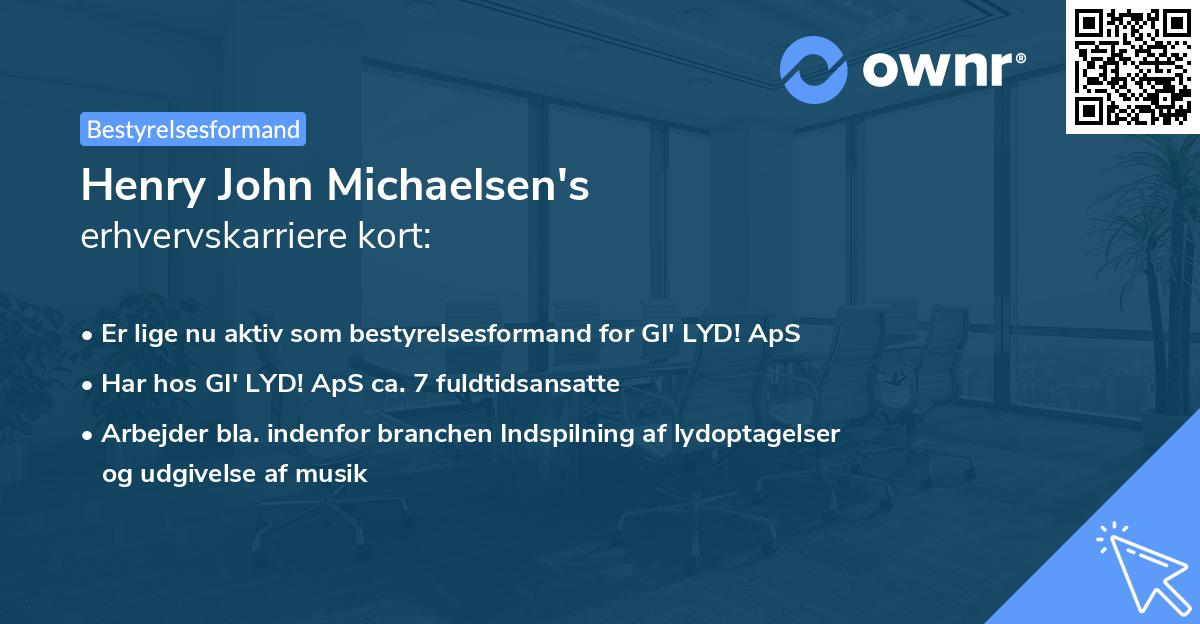 Henry John Michaelsen's erhvervskarriere kort