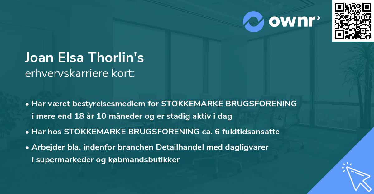 Joan Elsa Thorlin's erhvervskarriere kort