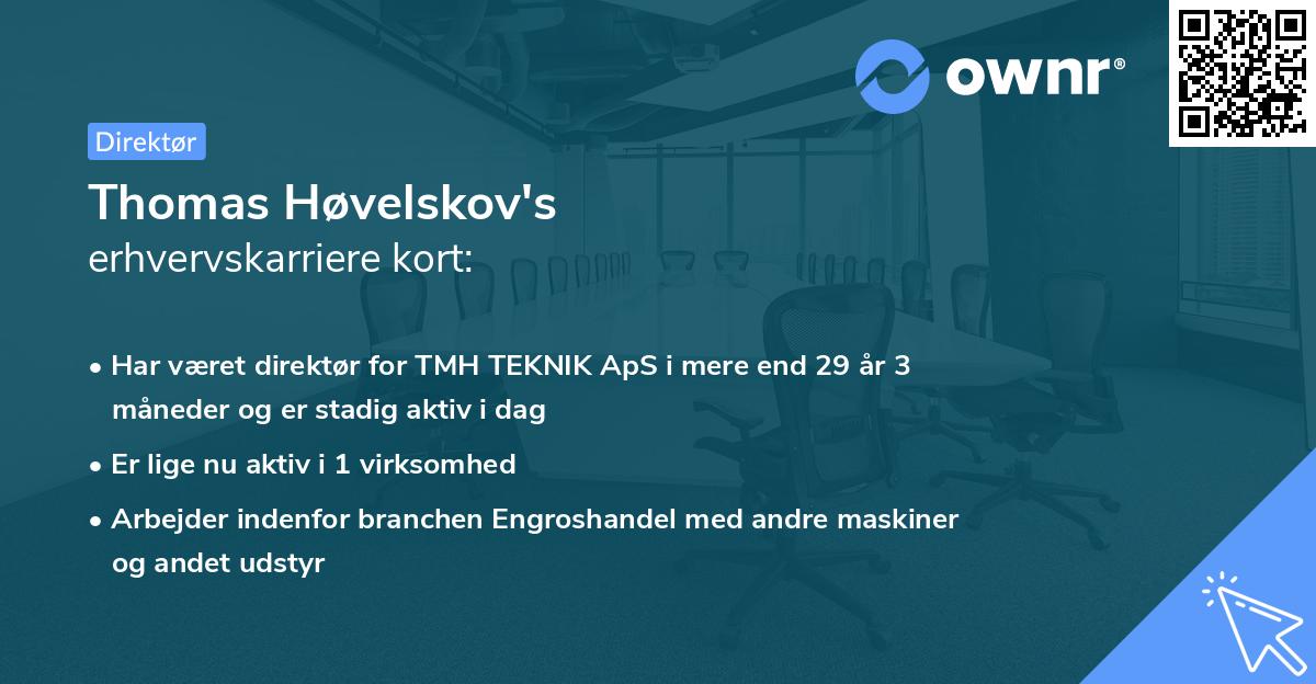 Thomas Høvelskov's erhvervskarriere kort