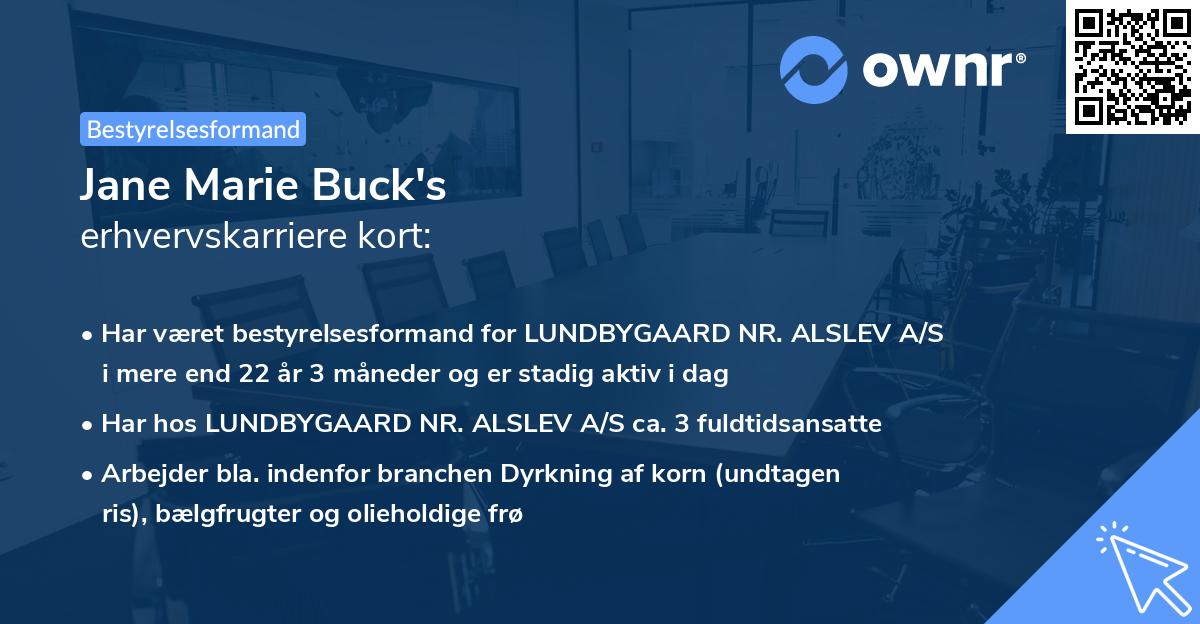 Jane Marie Buck's erhvervskarriere kort