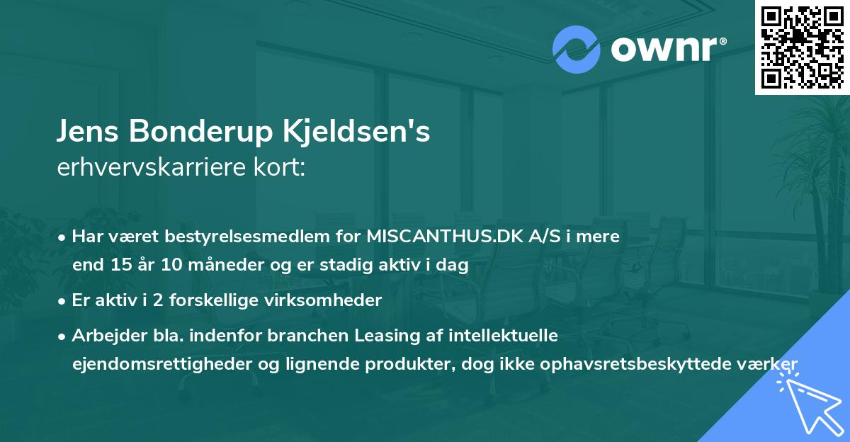 Jens Bonderup Kjeldsen's erhvervskarriere kort
