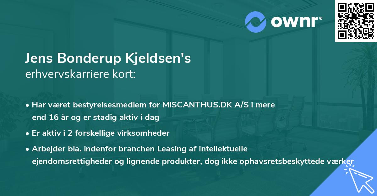 Jens Bonderup Kjeldsen's erhvervskarriere kort