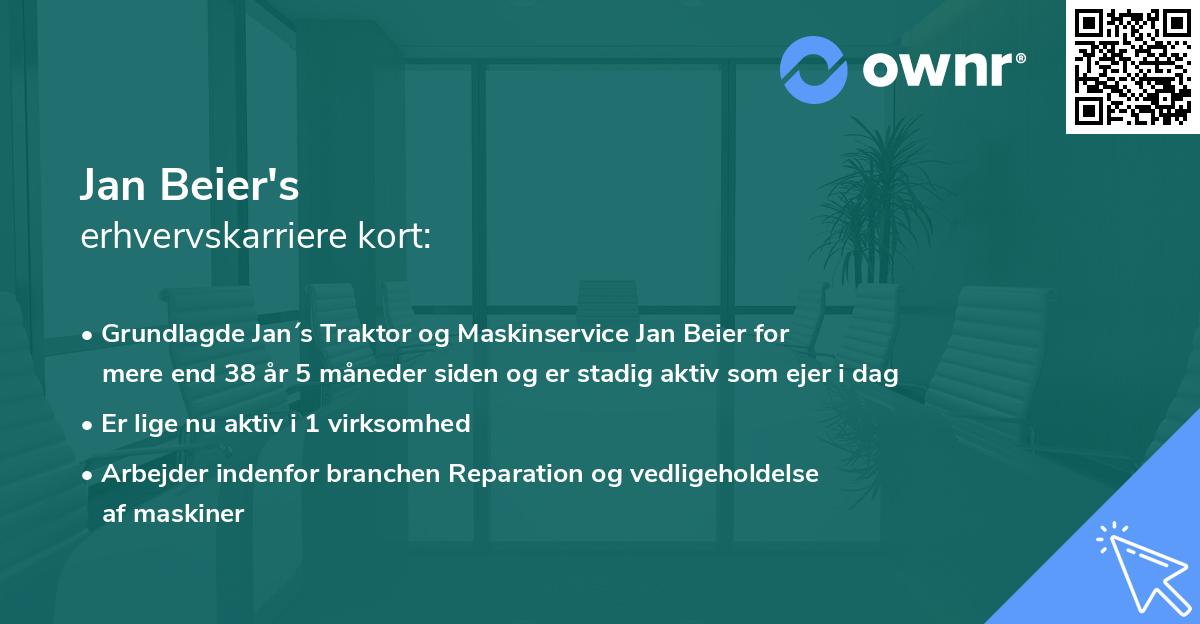 Jan Beier's erhvervskarriere kort