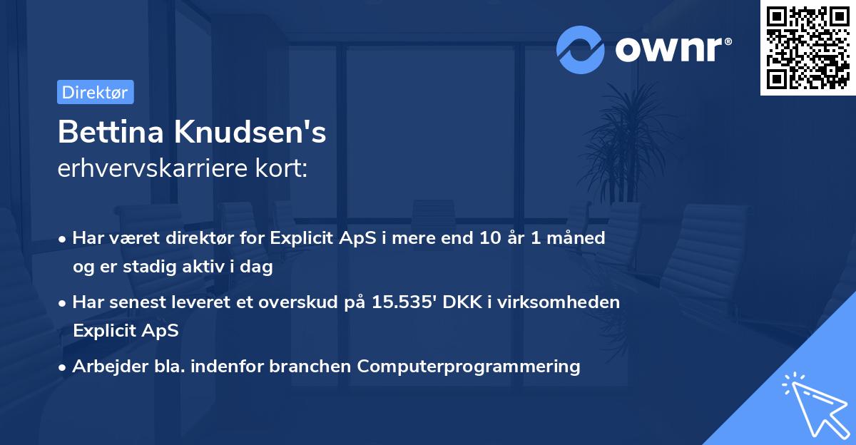 Bettina Knudsen's erhvervskarriere kort