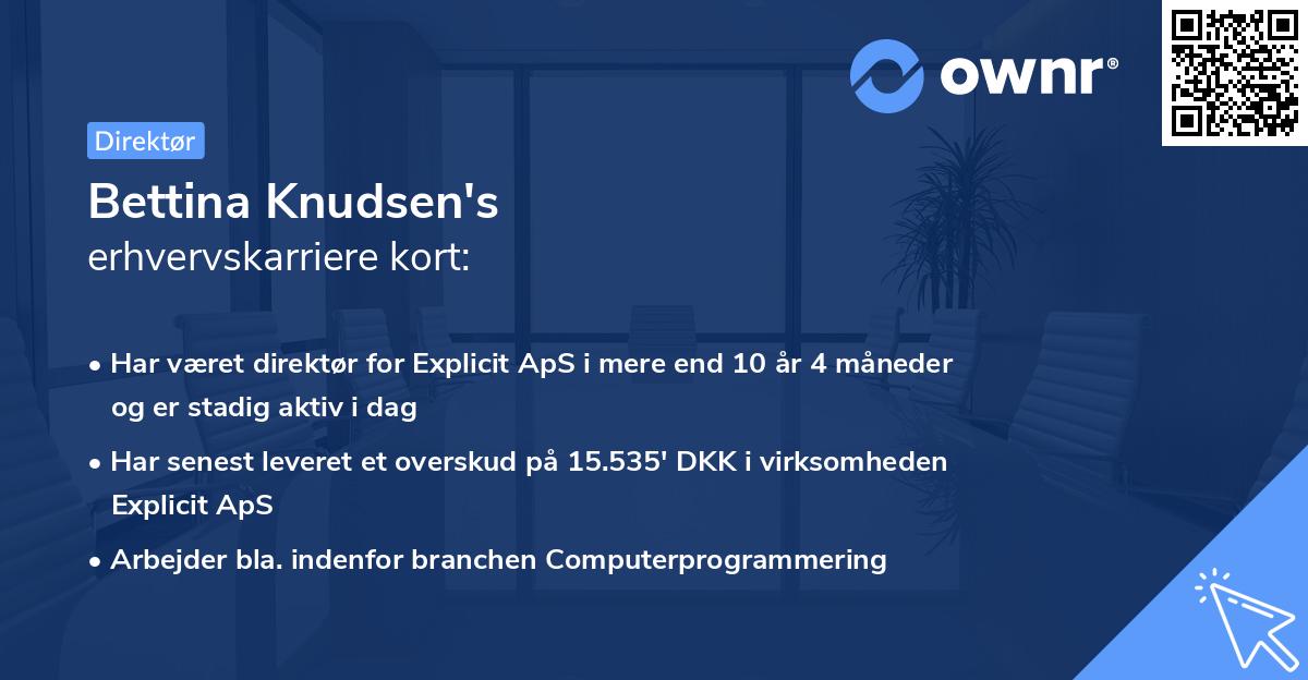 Bettina Knudsen's erhvervskarriere kort