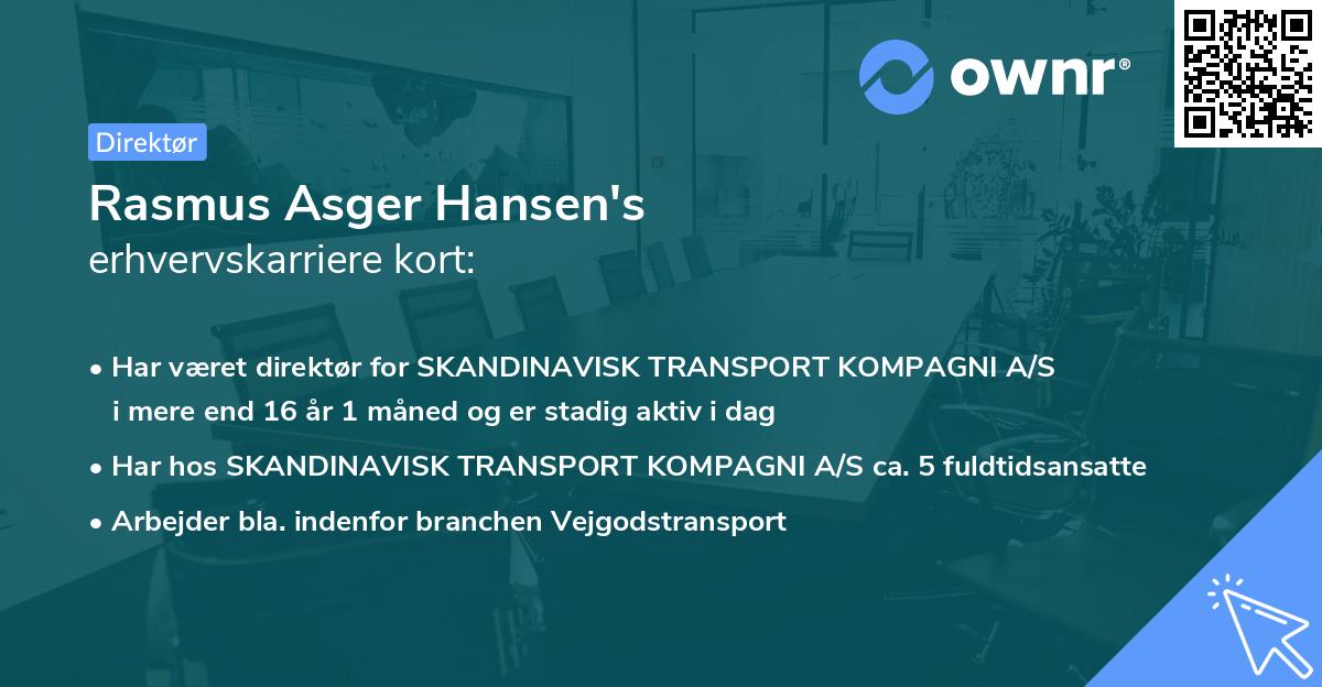 Rasmus Asger Hansen's erhvervskarriere kort