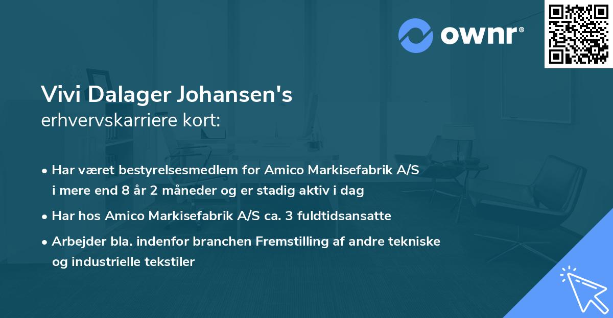 Vivi Dalager Johansen's erhvervskarriere kort