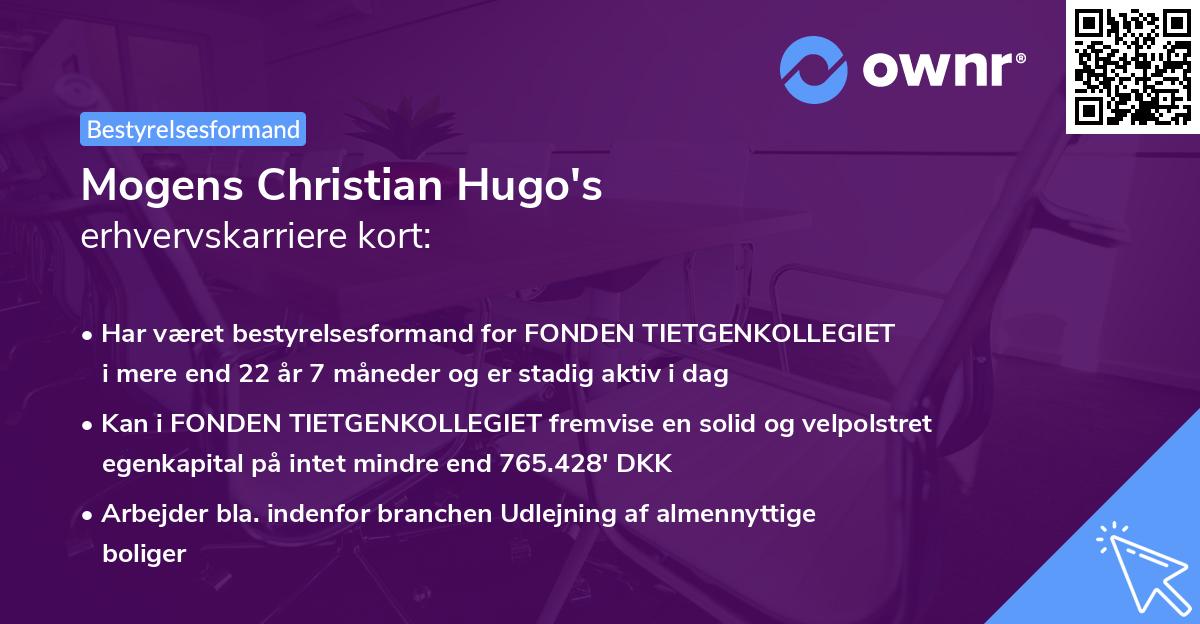 Mogens Christian Hugo's erhvervskarriere kort