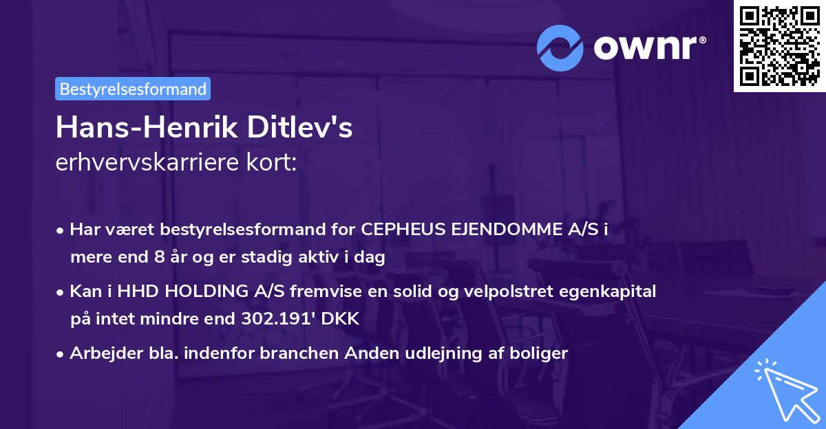 Hans-Henrik Ditlev's erhvervskarriere kort