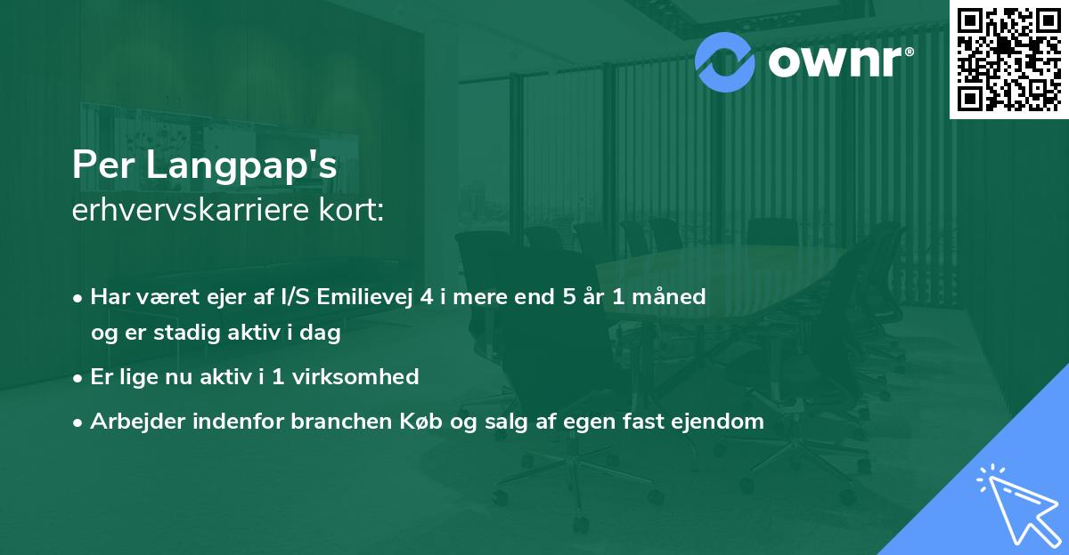 Per Langpap's erhvervskarriere kort