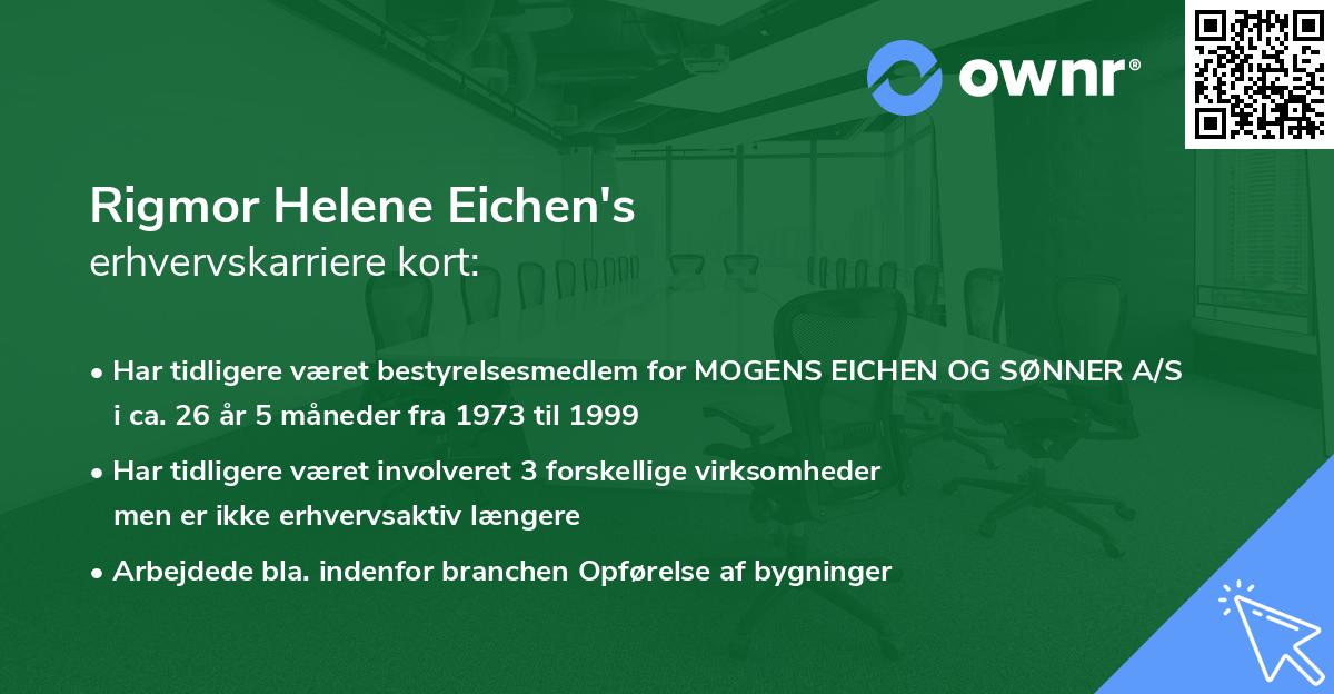 Rigmor Helene Eichen's erhvervskarriere kort