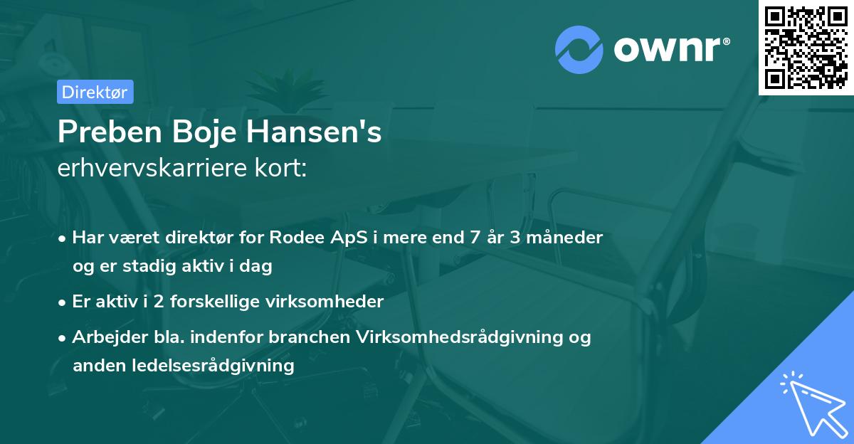 Preben Boje Hansen's erhvervskarriere kort