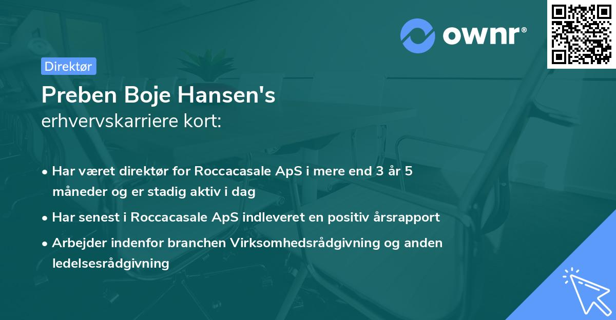 Preben Boje Hansen's erhvervskarriere kort