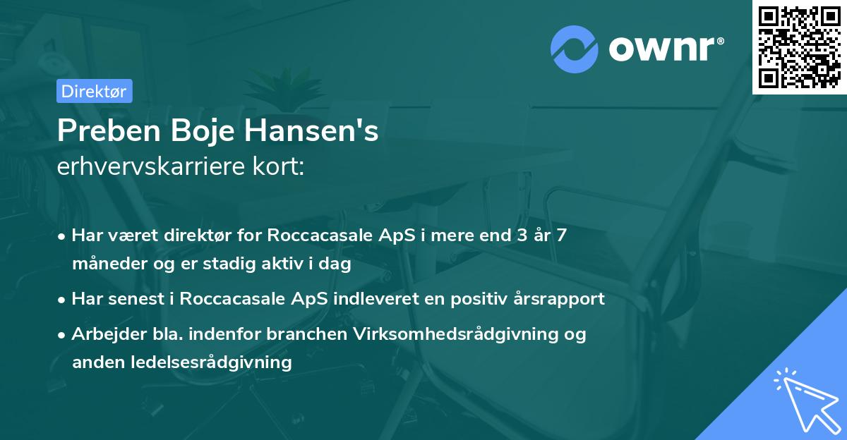 Preben Boje Hansen's erhvervskarriere kort