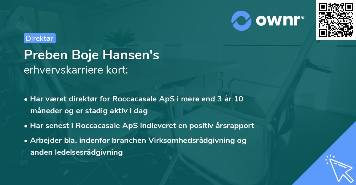 Preben Boje Hansen's erhvervskarriere kort
