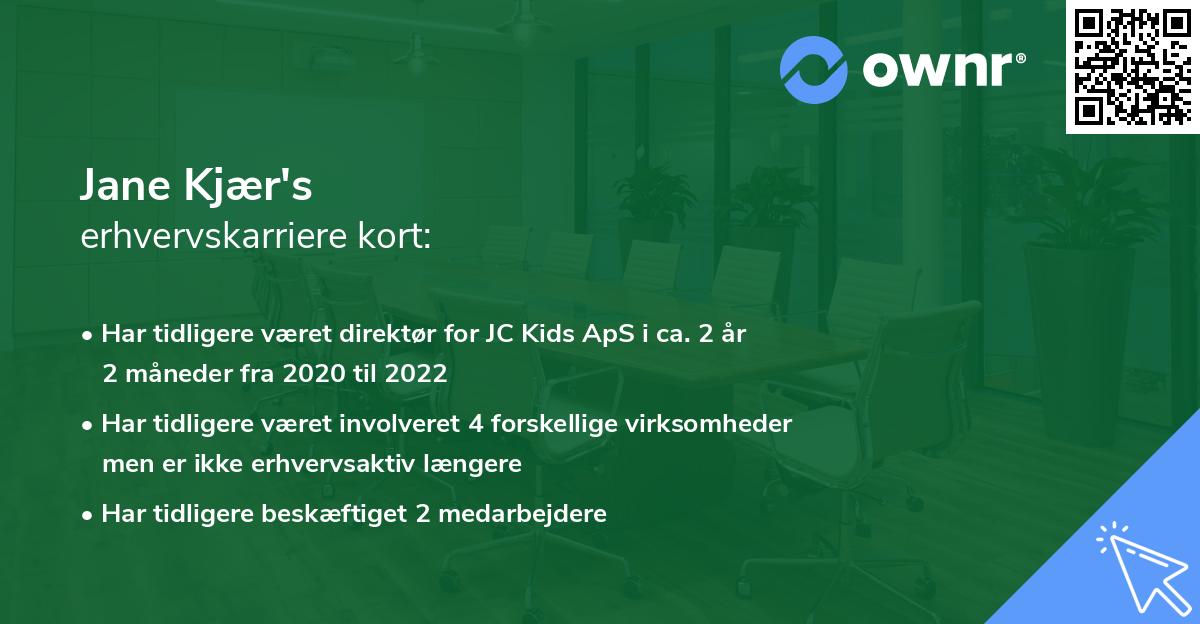 Jane Kjær's erhvervskarriere kort