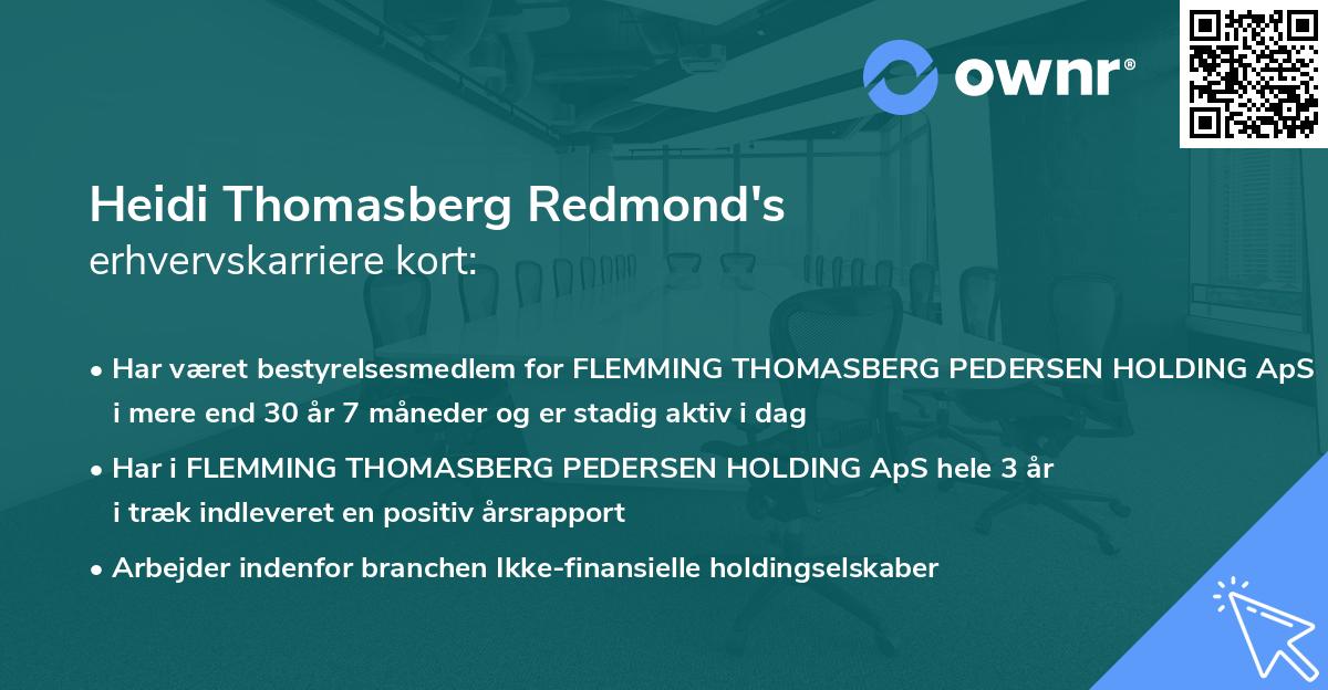 Heidi Thomasberg Redmond's erhvervskarriere kort