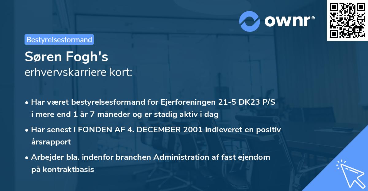 Søren Fogh's erhvervskarriere kort