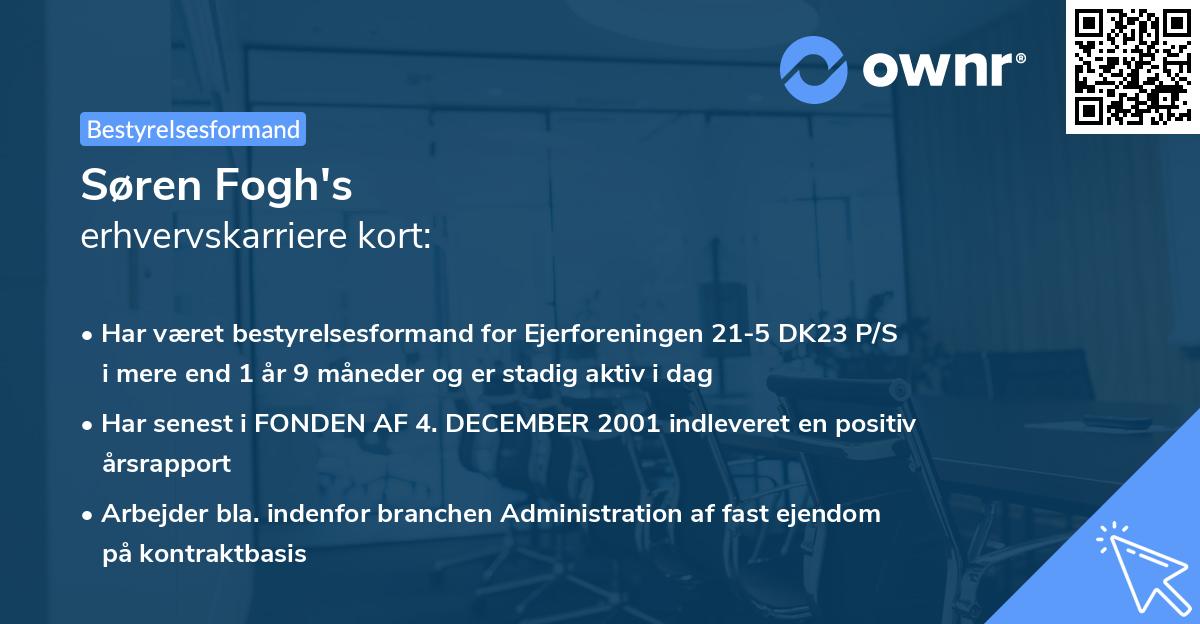 Søren Fogh's erhvervskarriere kort