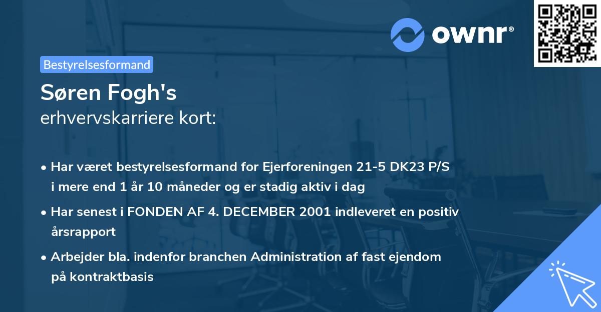 Søren Fogh's erhvervskarriere kort