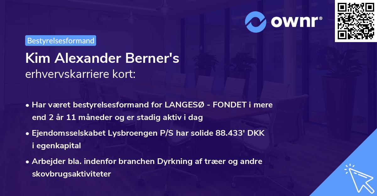 Kim Alexander Berner's erhvervskarriere kort