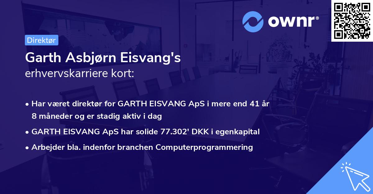 Garth Asbjørn Eisvang's erhvervskarriere kort