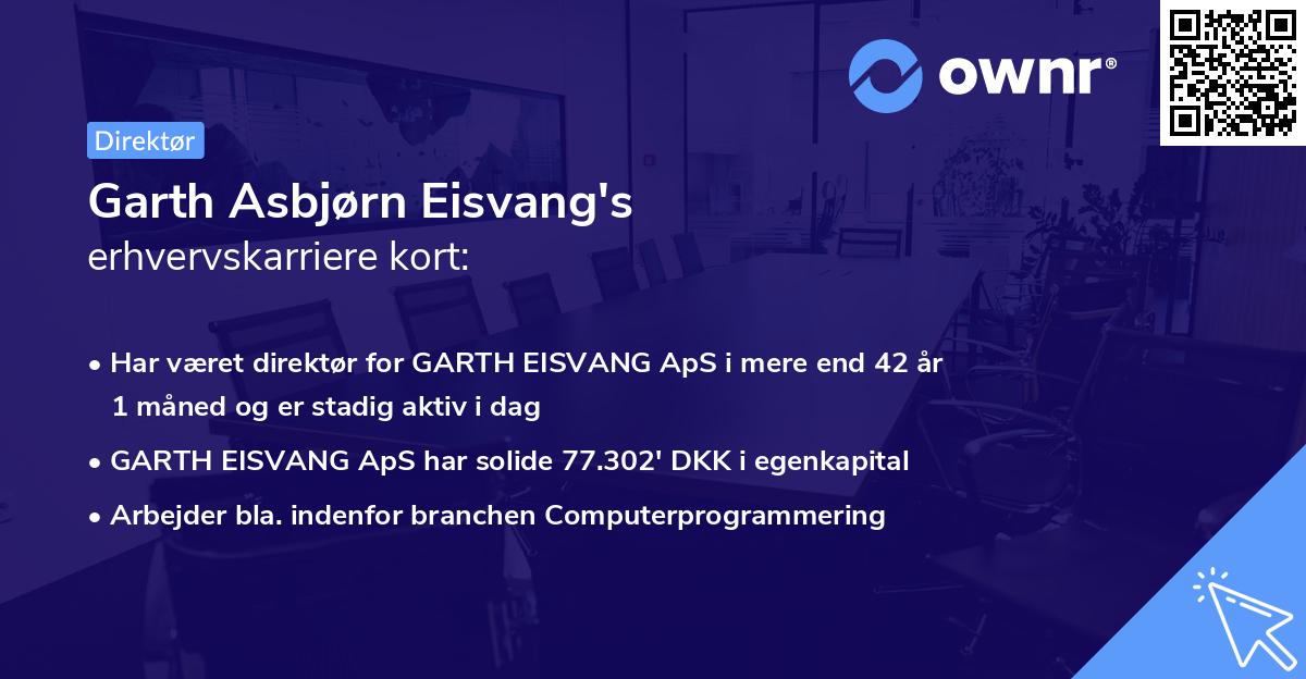 Garth Asbjørn Eisvang's erhvervskarriere kort