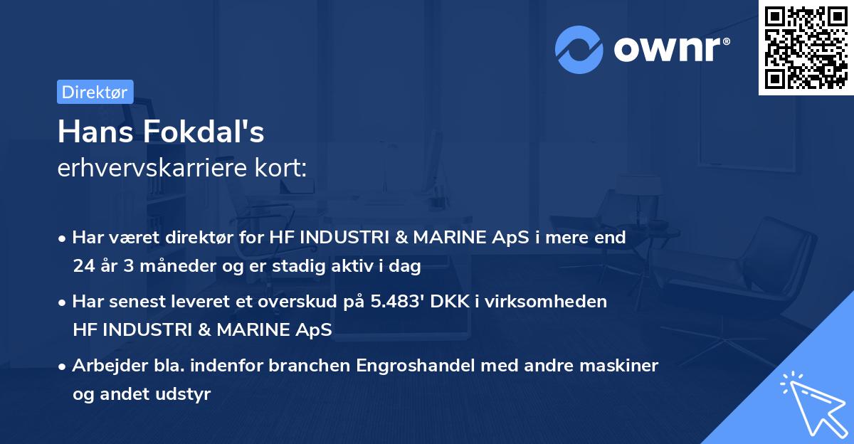 Hans Fokdal's erhvervskarriere kort