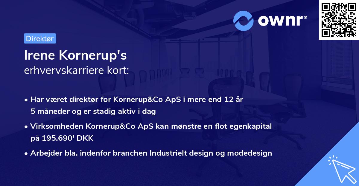 Irene Kornerup's erhvervskarriere kort
