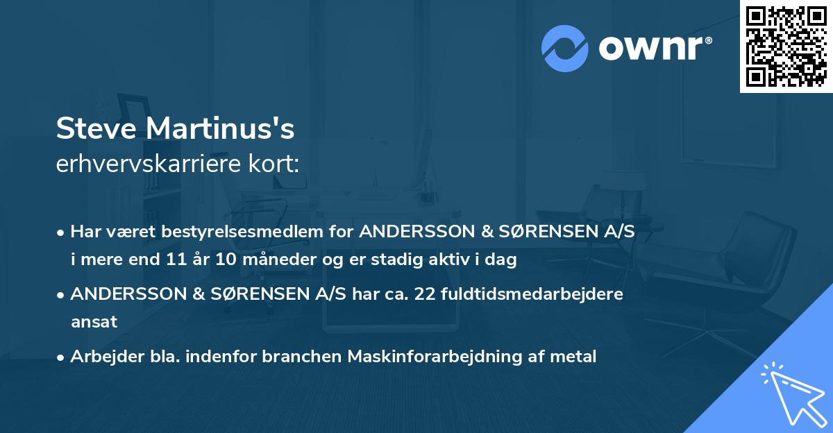 Steve Martinus's erhvervskarriere kort