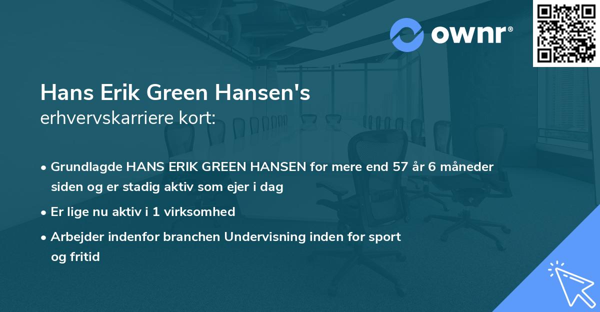 Hans Erik Green Hansen's erhvervskarriere kort