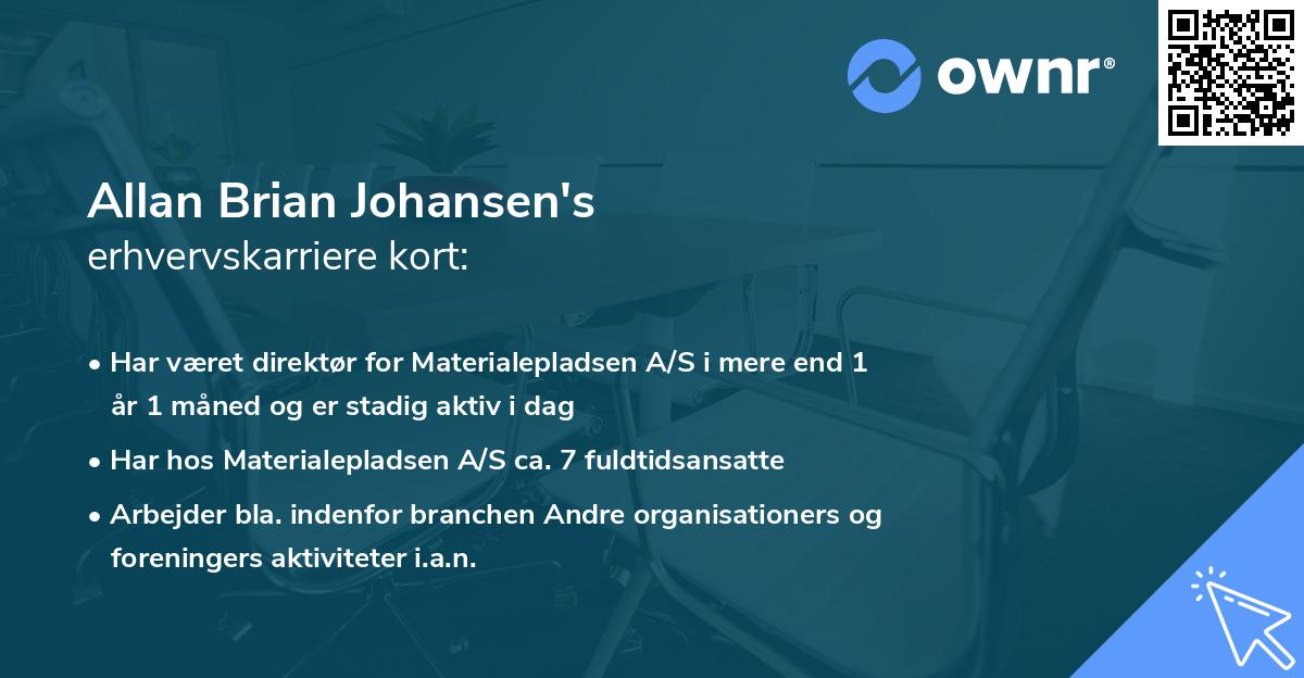 Allan Brian Johansen's erhvervskarriere kort