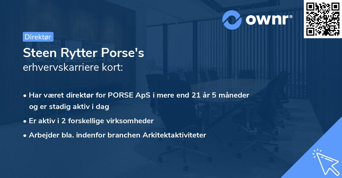 Steen Rytter Porse's erhvervskarriere kort