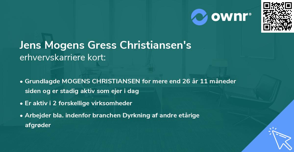 Jens Mogens Gress Christiansen's erhvervskarriere kort