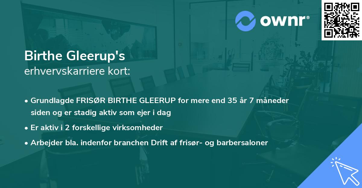 Birthe Gleerup's erhvervskarriere kort