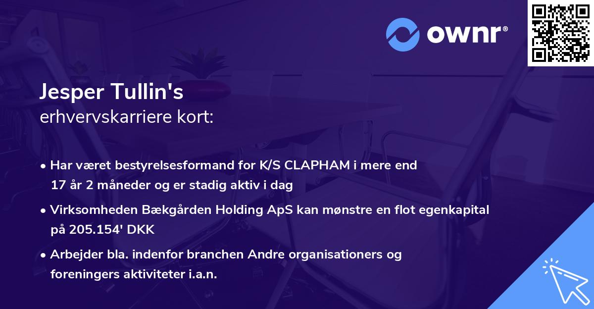 Jesper Tullin's erhvervskarriere kort