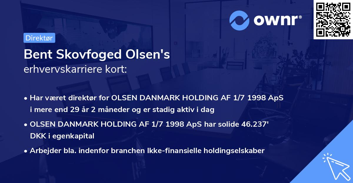 Bent Skovfoged Olsen's erhvervskarriere kort