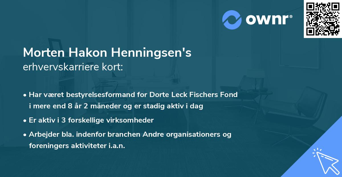 Morten Hakon Henningsen's erhvervskarriere kort