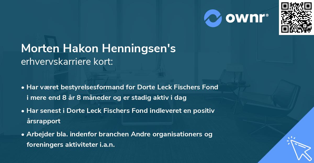 Morten Hakon Henningsen's erhvervskarriere kort