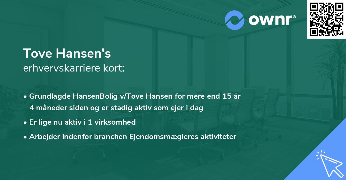 Tove Hansen's erhvervskarriere kort