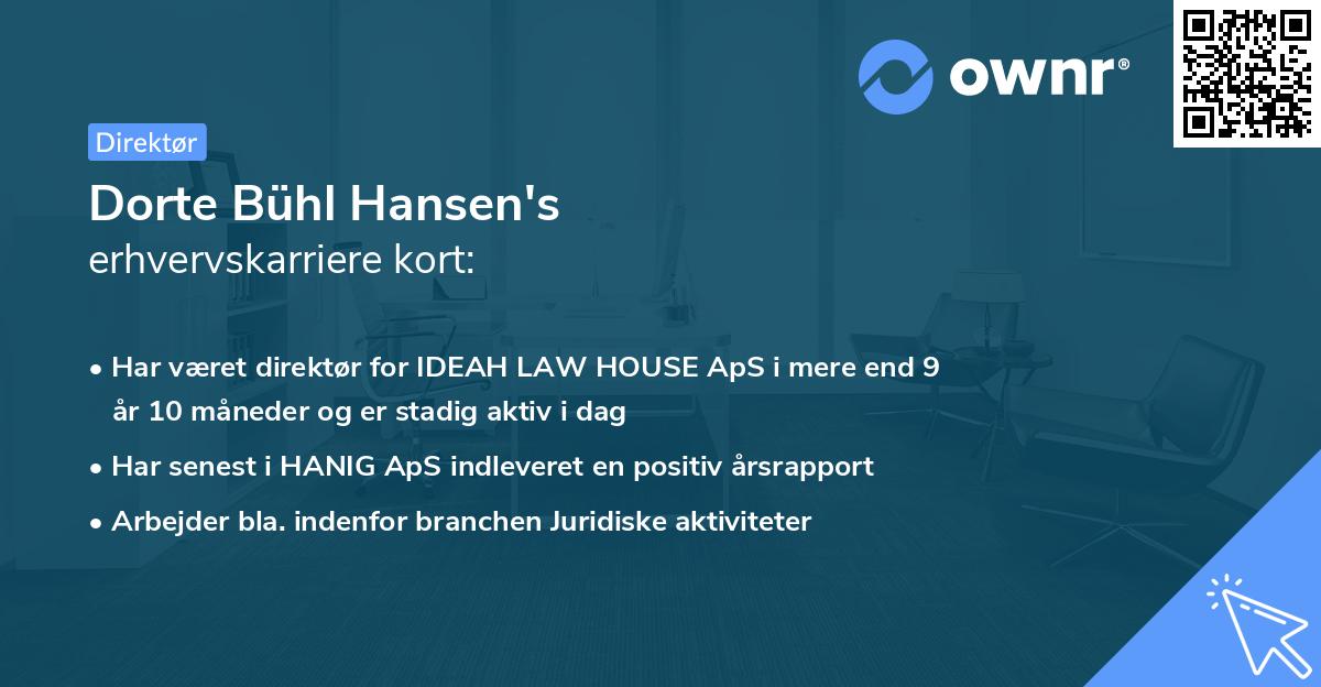 Dorte Bühl Hansen's erhvervskarriere kort