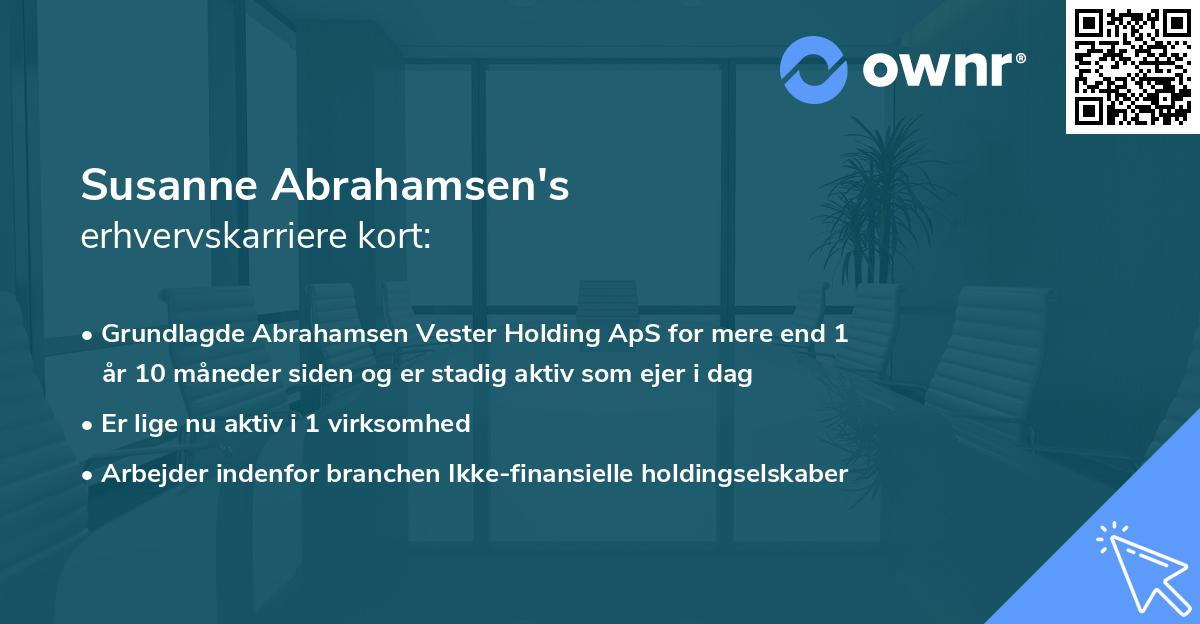 Susanne Abrahamsen's erhvervskarriere kort