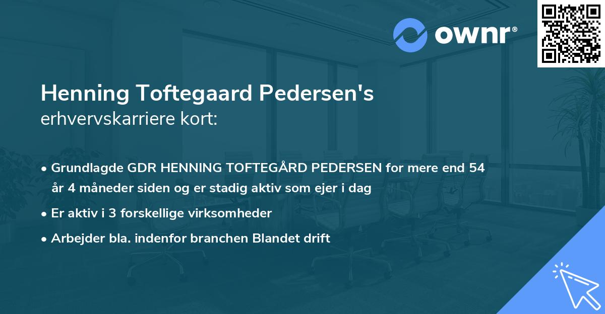 Henning Toftegaard Pedersen's erhvervskarriere kort