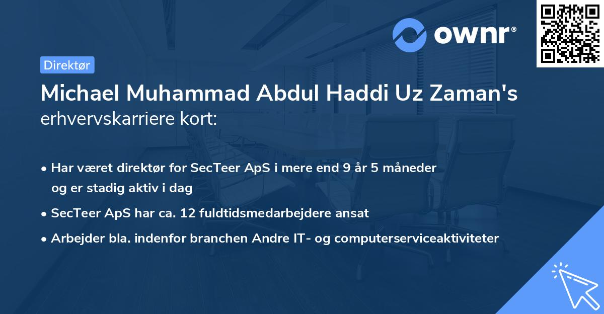 Michael Muhammad Abdul Haddi Uz Zaman's erhvervskarriere kort