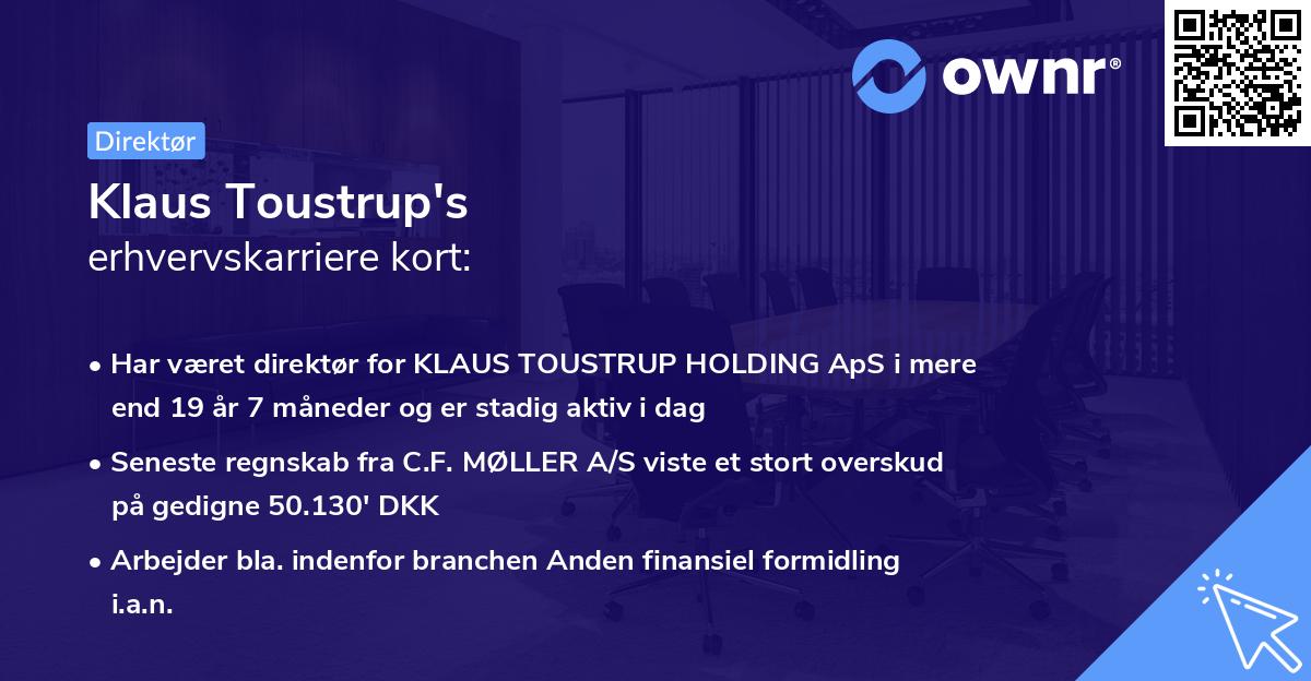 Klaus Toustrup's erhvervskarriere kort